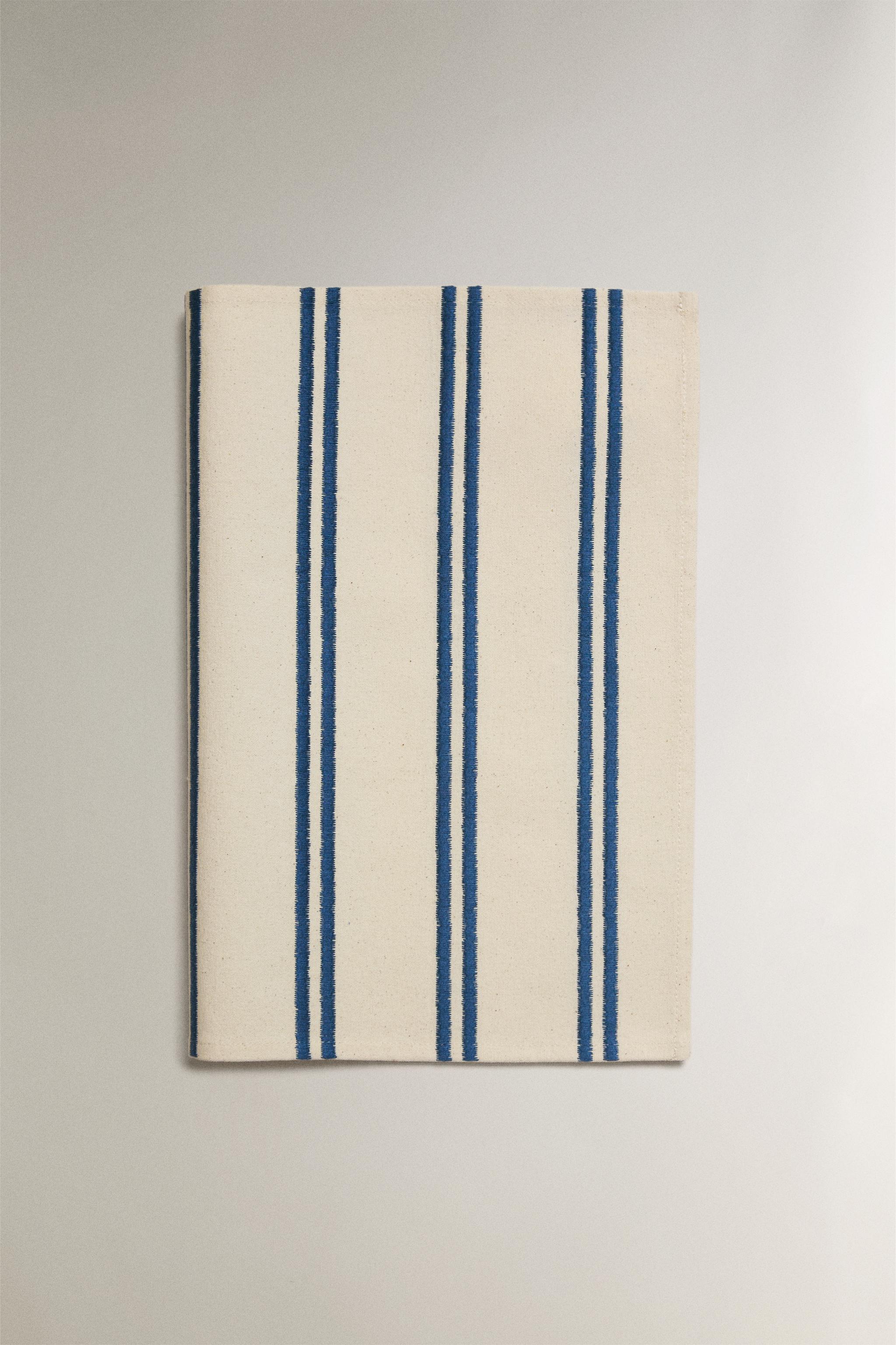 EMBROIDERED STRIPE PLACEMAT — Blue (alternate view)
