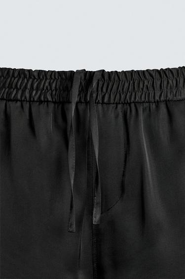 RELAXED FIT SATIN BERMUDA SHORTS - Black by Zara - Image 8