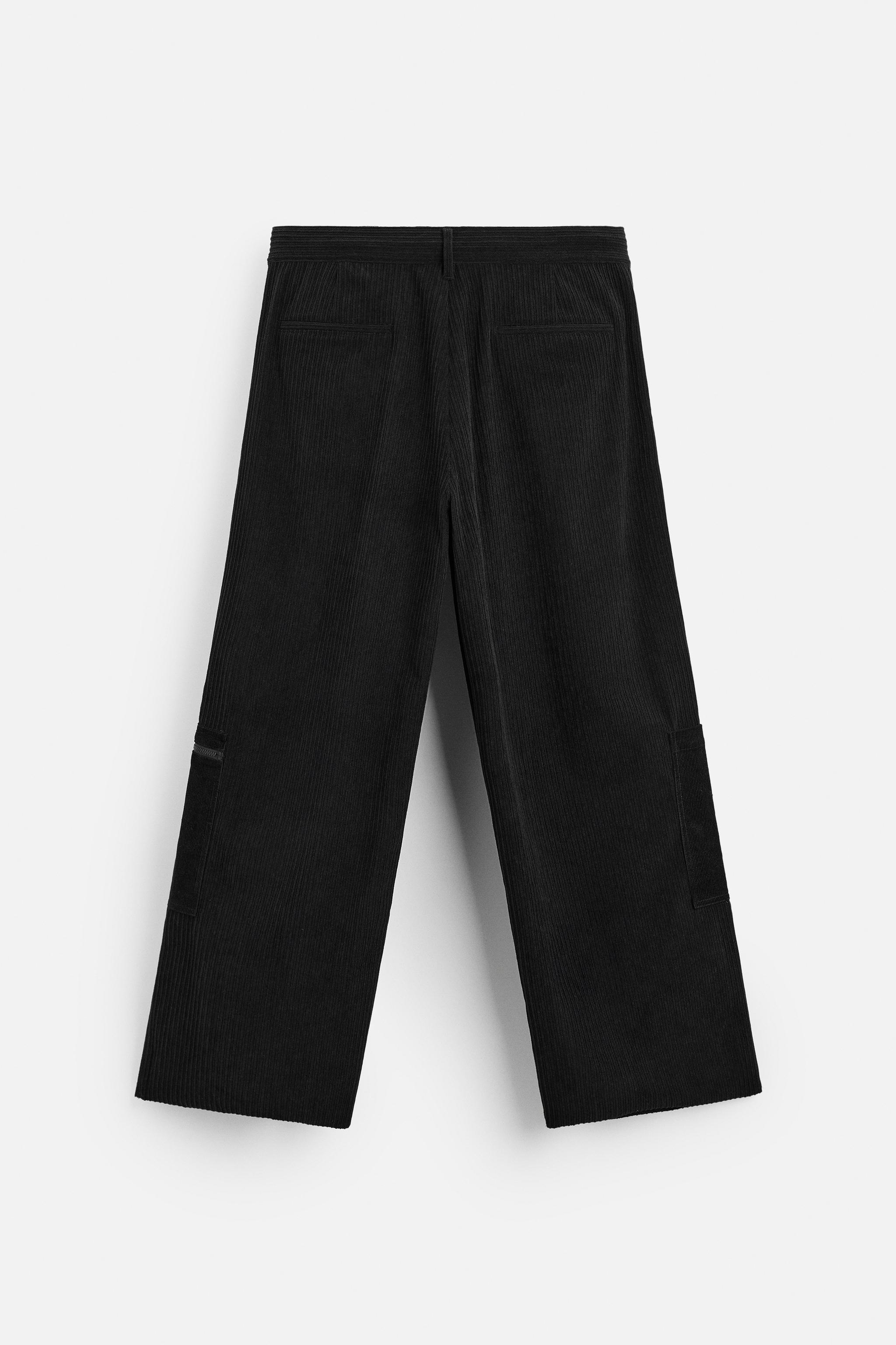 コーデュロイ カーゴパンツ - ブラック | ZARA Japan / 日本