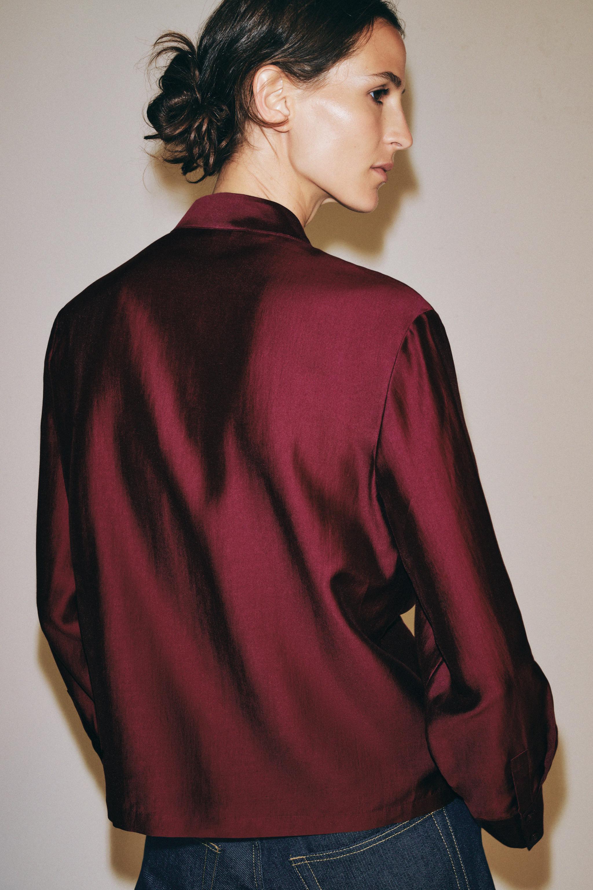 Женские рубашки Zara SATIN EFFECT FROG CLASP SHIRT ZW COLLECTION — фото 3