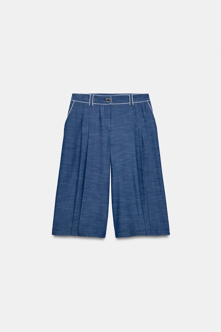 Pantalones cortos Bermuda largos con ribete contrastante 6