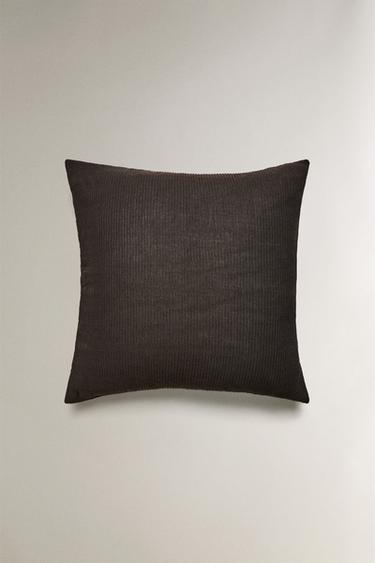 GATHERED QUILT CUSHION COVER - Dark brown Zara