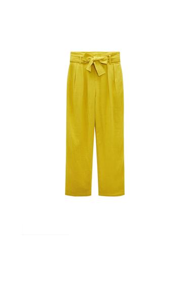 WIDE-LEG LINEN-BLEND TROUSERS