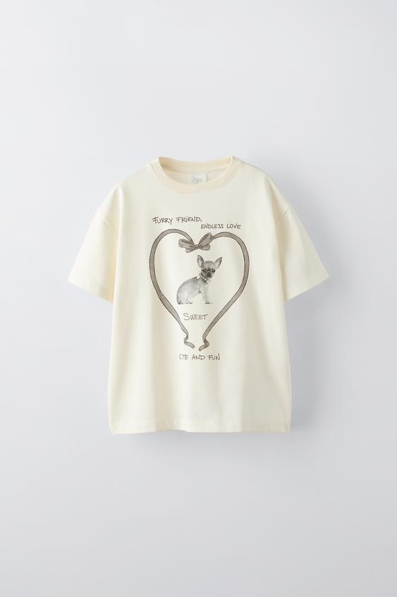 DOG PRINT TSHIRT Ecru ZARA Thailand