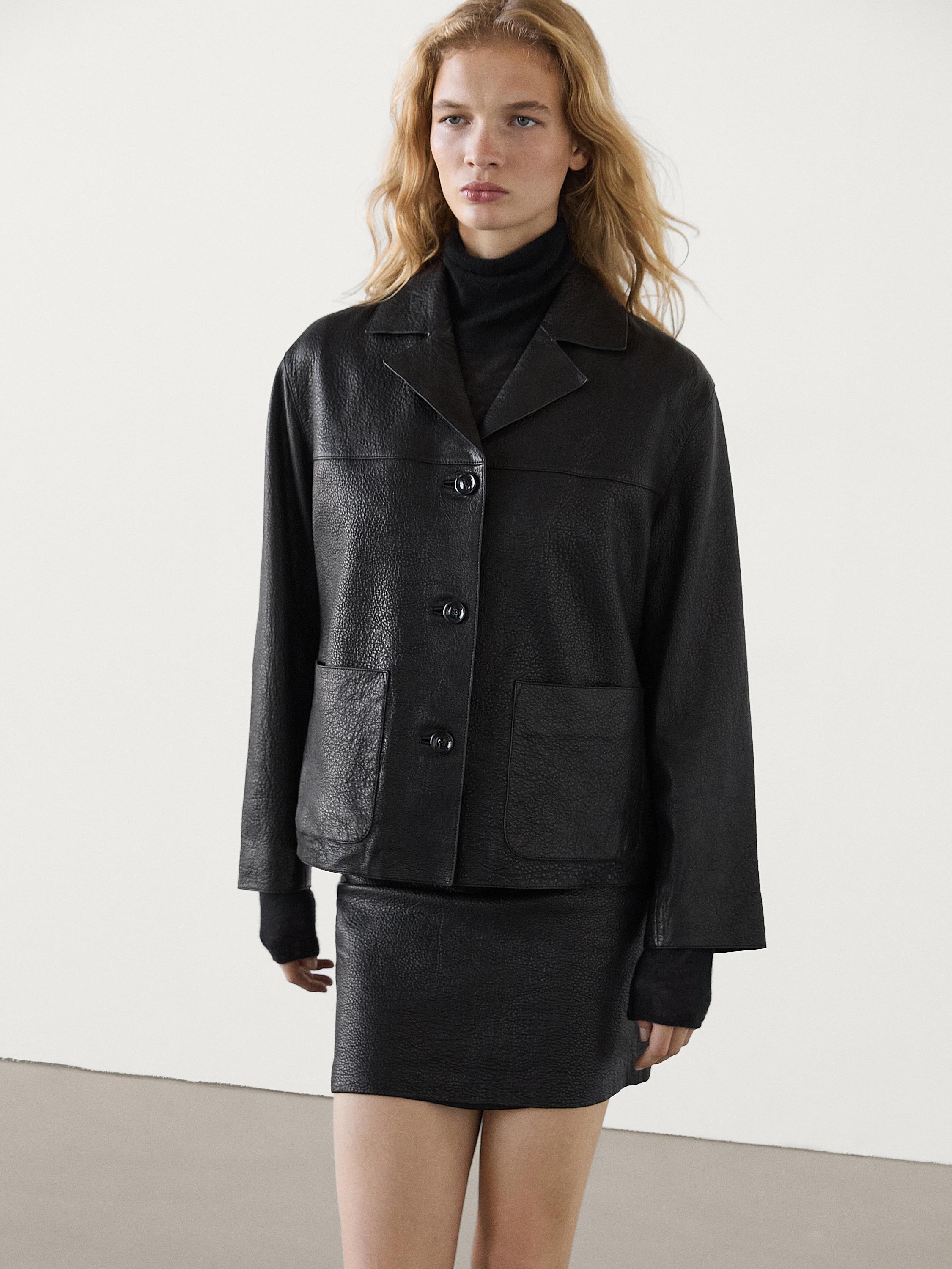 Nappa leather textured jacket - Black | ZARA United States