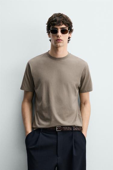 Zara MAJICA SREDNJE TEŽINE REGULAR FIT ORIGINS – tupe siva