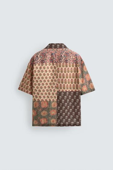 RELAXED FIT PATCHWORK PRINT SHIRT - Ochre by Zara - Image 6