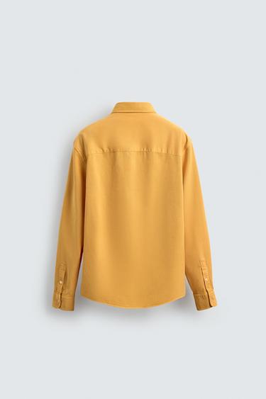 CHEMISE LYOCELL - COTON À POCHES - Jaune vif de Zara - Image 7