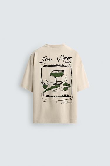 PRINTED SLOGAN T-SHIRT - Ecru / Beige by Zara
