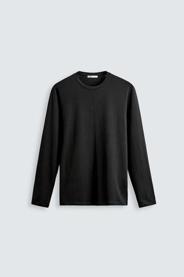 Zara BASIC SLIM FIT T-SHIRT - Black