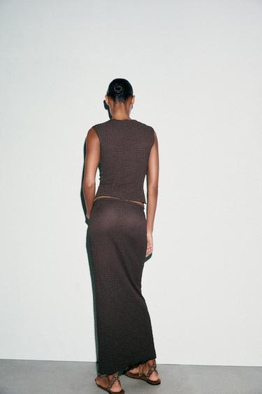 TEXTURED MIDI SKIRT - Chocolate by Zara - Image 3