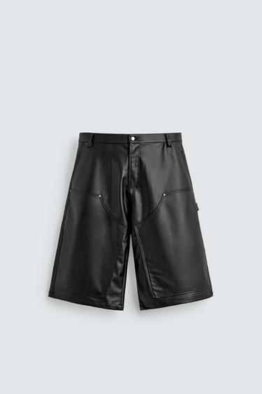 BERMUDA WIDE FIT MATIÈRE SYNTHÉTIQUE - Noir / Blanc de Zara - Image 6