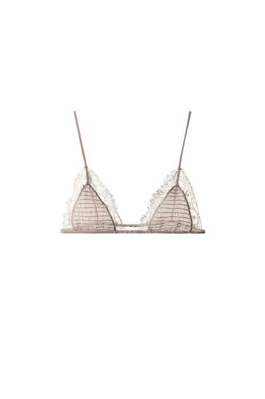 TRIANGEL BRALETTE MET KANTSTRUCTUUR - Grijs / Beige van Zara