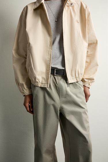 CALÇA RELAXED FIT ALGODÃO - Caqui-claro da Zara