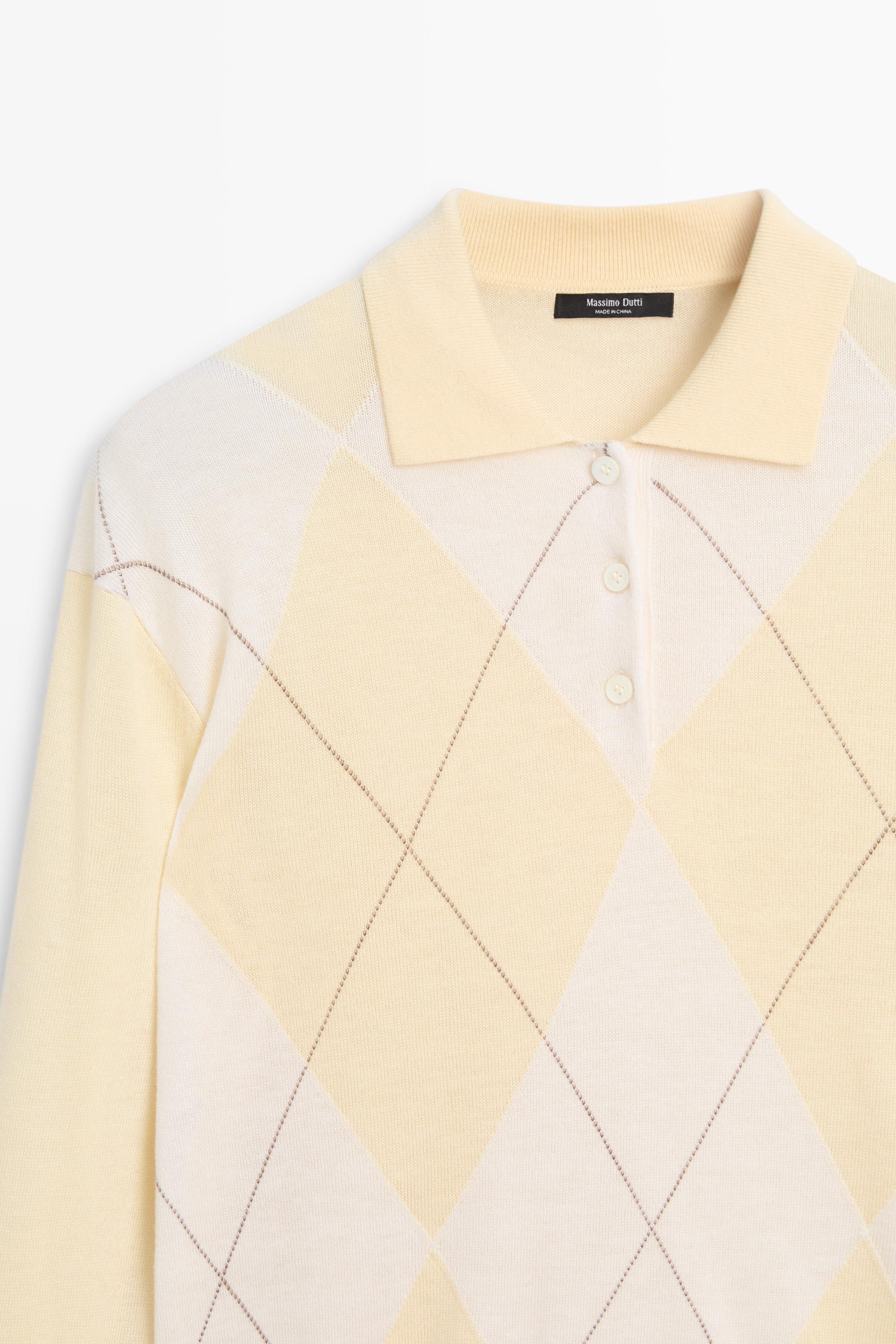 Pull polo en maille à motif losanges