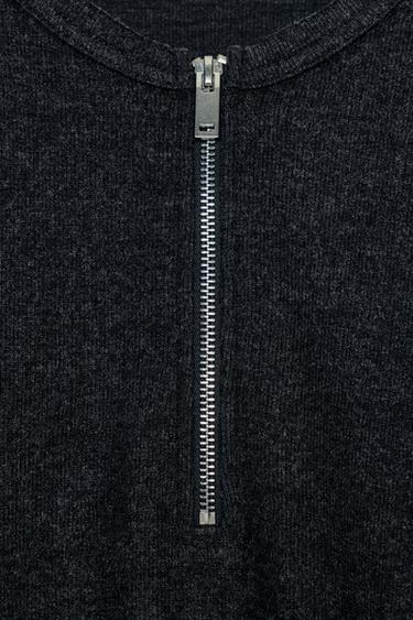 SOFT RIB ZIP-UP SWEATSHIRT - Dark grey by Zara - Image 5