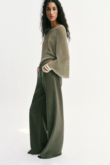 Z1975 WIDE-LEG HIGH-WAIST FLUID JEANS - Khaki by Zara - Image 3