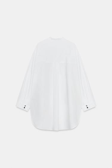 OVERSIZE POPLIN SHIRT ZW COLLECTION - Oyster-white by Zara - Image 4