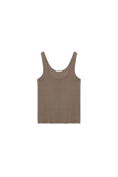 TOP BEZ RUKÁVOV - Hnedá / Šedohnedá zn. Zara