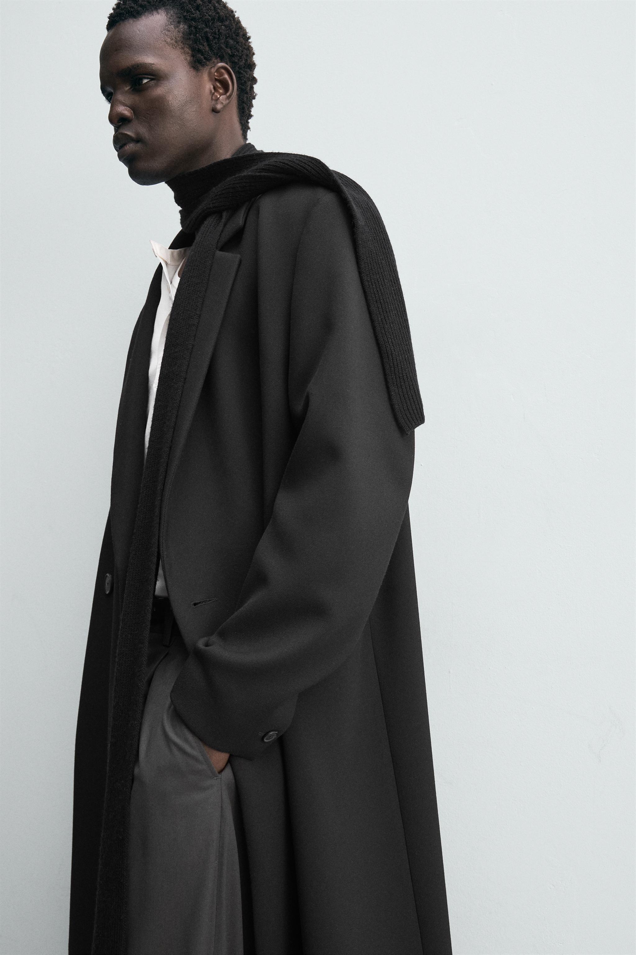 リラックスフィットダブルブレストコート - ブラック | ZARA Japan / 日本