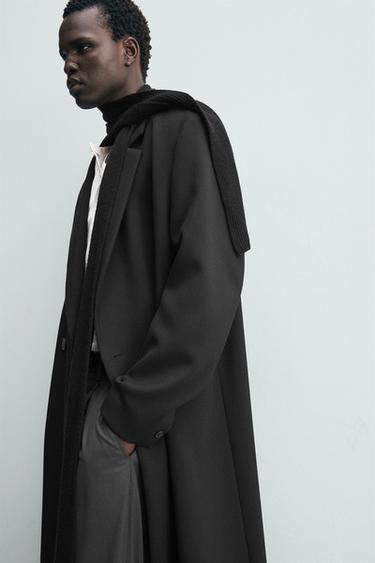 MANTEAU À BOUTONNAGE CROISÉ COUPE DÉCONTRACTÉE - Noir de Zara - Image 4