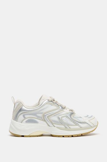 COLOUR BLOCK TRAINERS - Silver by Zara