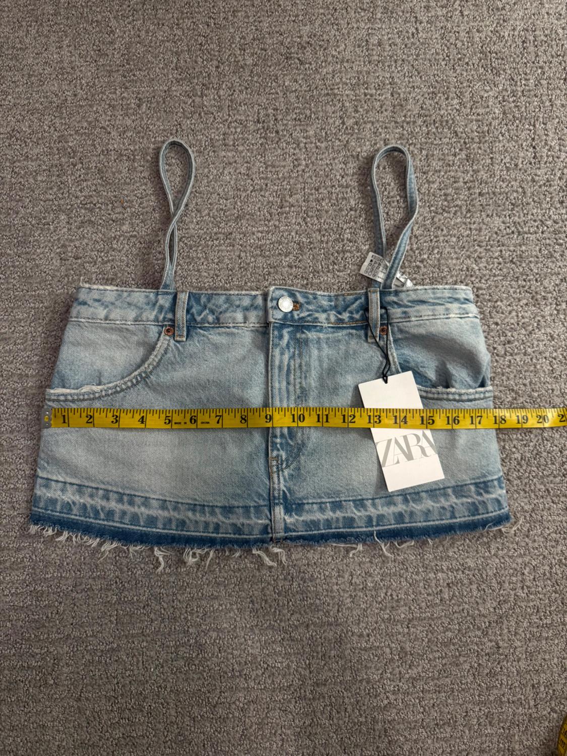 TRF SKIRT STYLE DENIM CROP TOP - Image 4