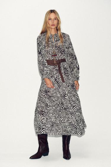 ANIMAL PRINT BELTED DRESS - Zebra by Zara