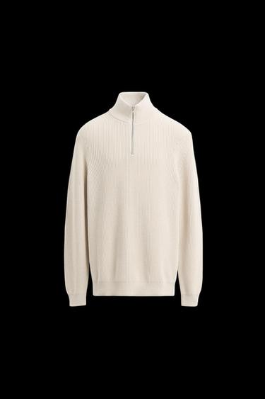 PURL KNIT SWEATER WITH ZIP - Ecru by Zara