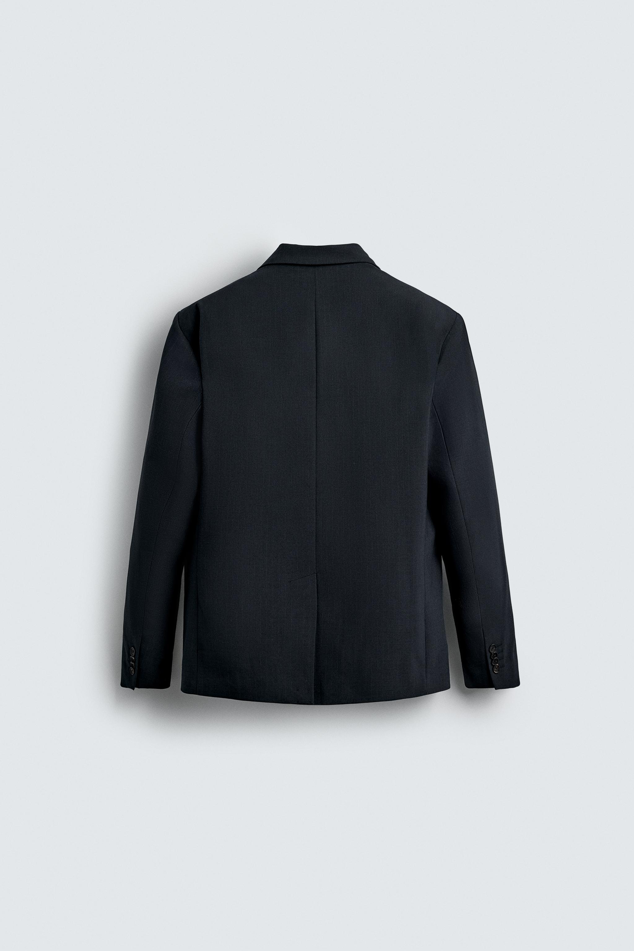 STRIPED SUIT DOUBLE-BREASTED BLAZER - Dark navy | ZARA Cambodia