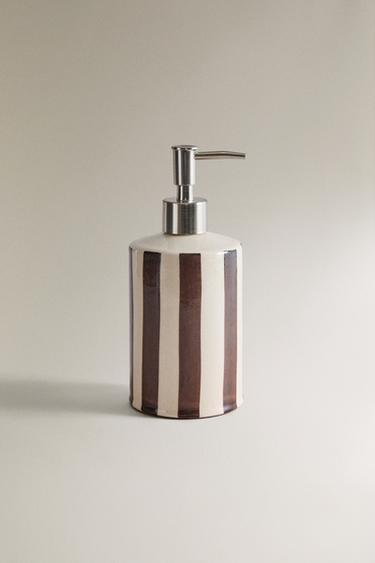 BROWN STRIPED SOAP DISPENSER - Brown by Zara
