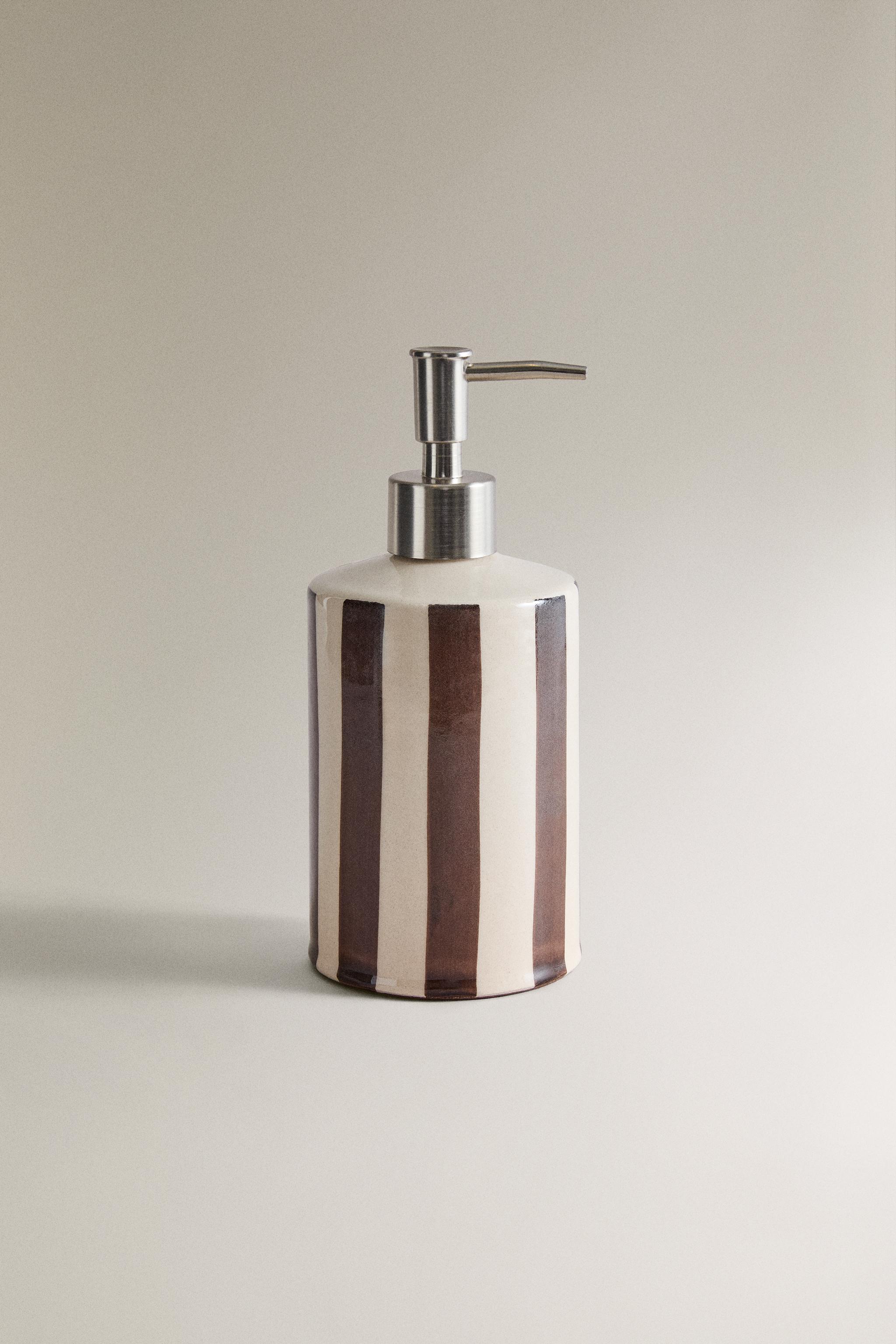 DISTRIBUTEUR DE SAVON RAYURES MARRON