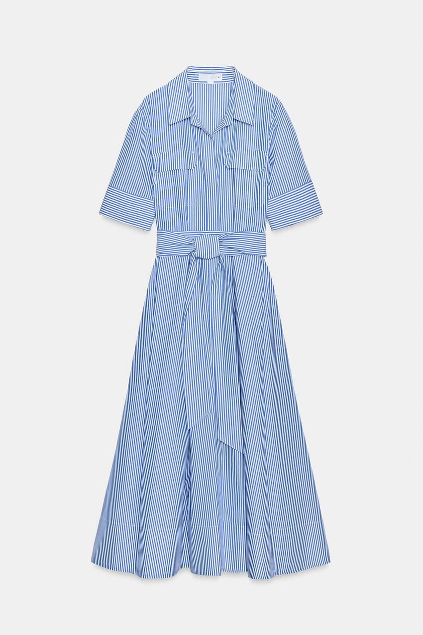 ZW COLLECTION STRIPED POPLIN DRESS WITH BELT - Blue | ZARA Australia ZW COLLECTION STRIPED POPLIN DRESS WITH BELT - Blue | ZARA Australia