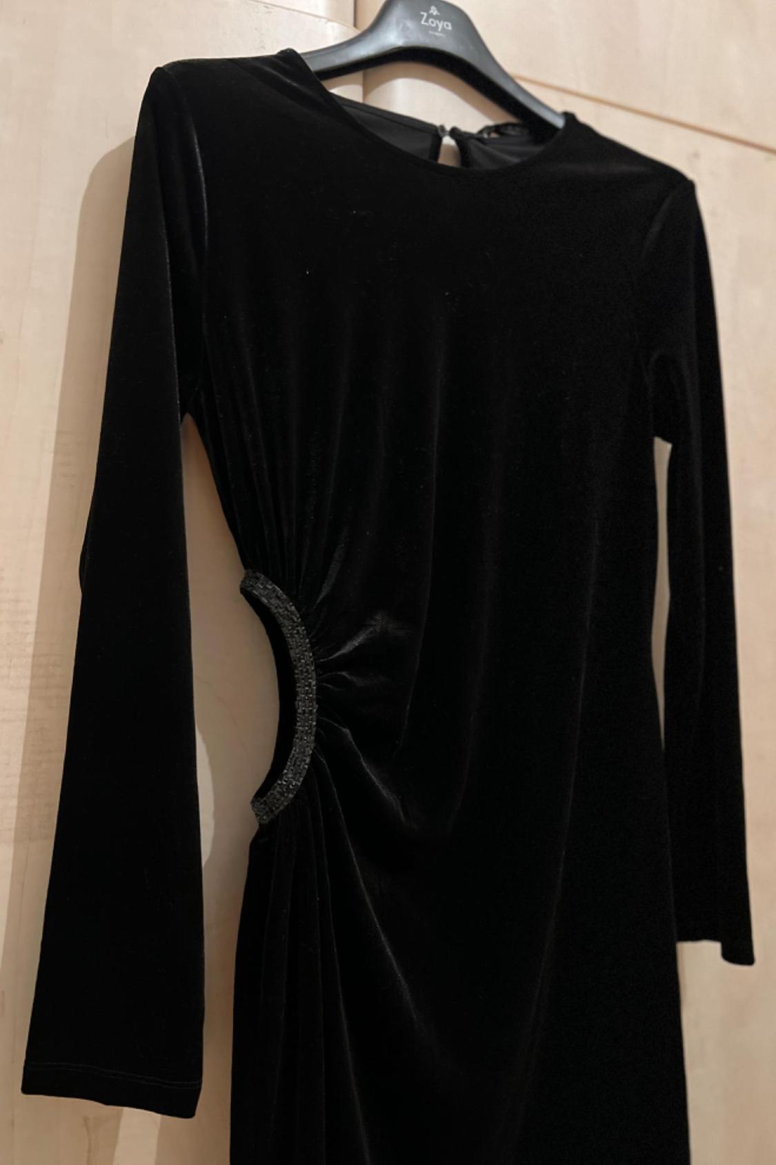 VELVET MINI DRESS WITH SIDE CUT-OUT DETAIL - Image 3