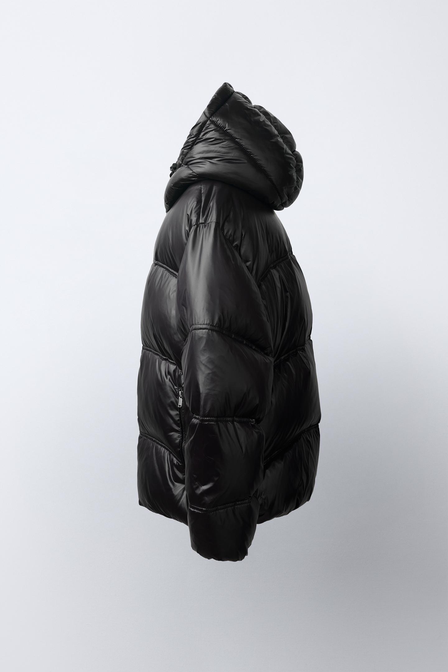 Детская куртка Zara 50/50 Down and Feather Glossy Water-Repellent Puffer, цвет: Чёрный — фото 3