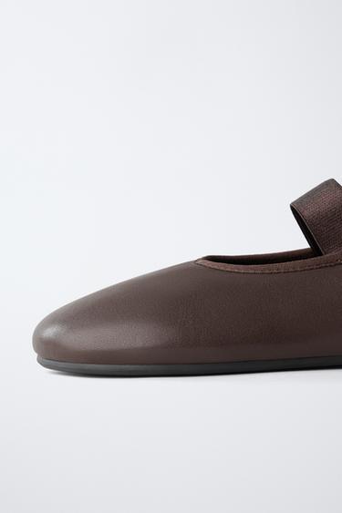 ELASTIC STRAP BALLERINA FLATS - Brown by Zara - Image 5