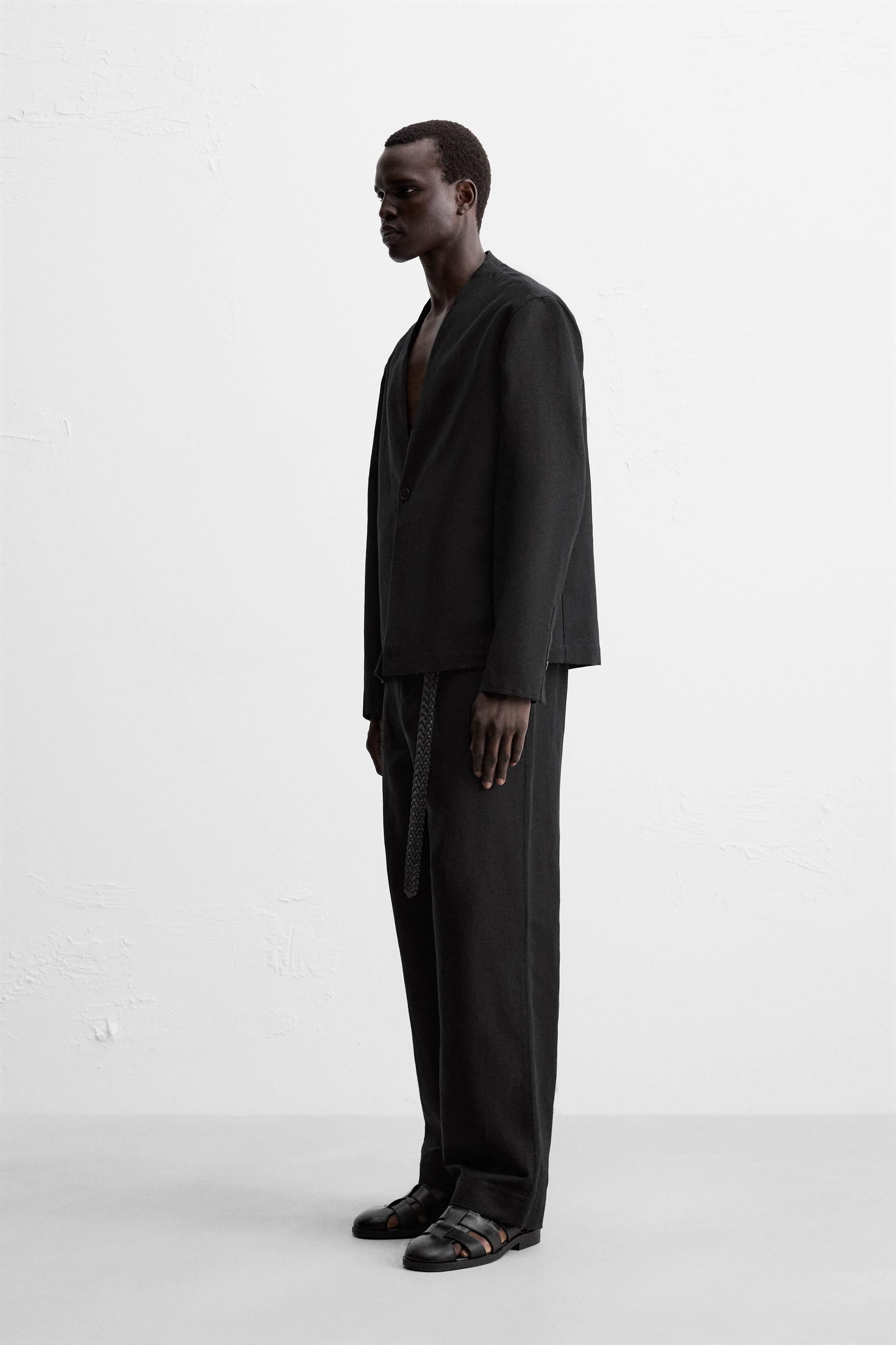 PANTALON DE COSTUME EN COTON ET LIN