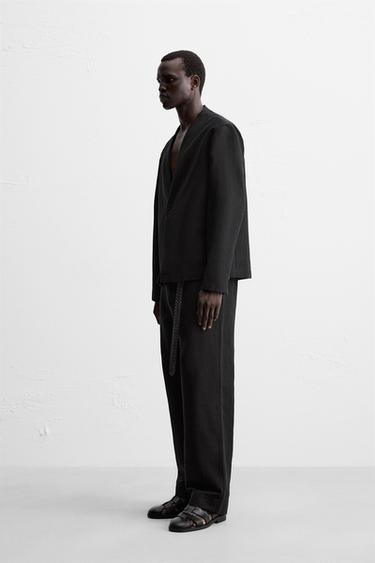 PANTALON DE COSTUME EN COTON ET LIN - Noir de Zara - Image 3
