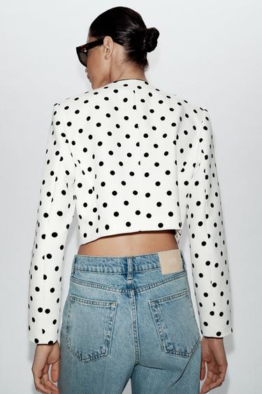 CROPPED DOT BLAZER - Ecru / Black by Zara - Image 4