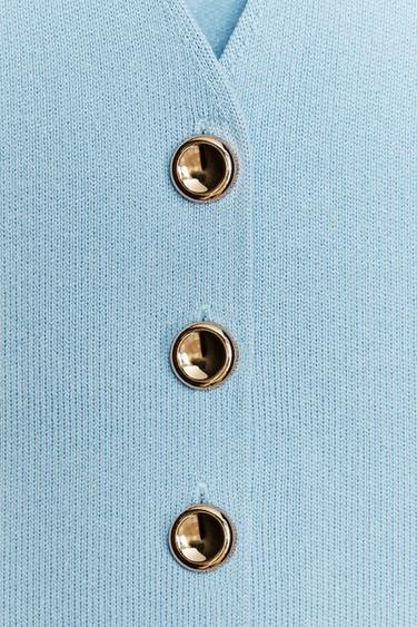 TOP GILET EN MAILLE UNI - Bleu moyen de Zara - Image 5