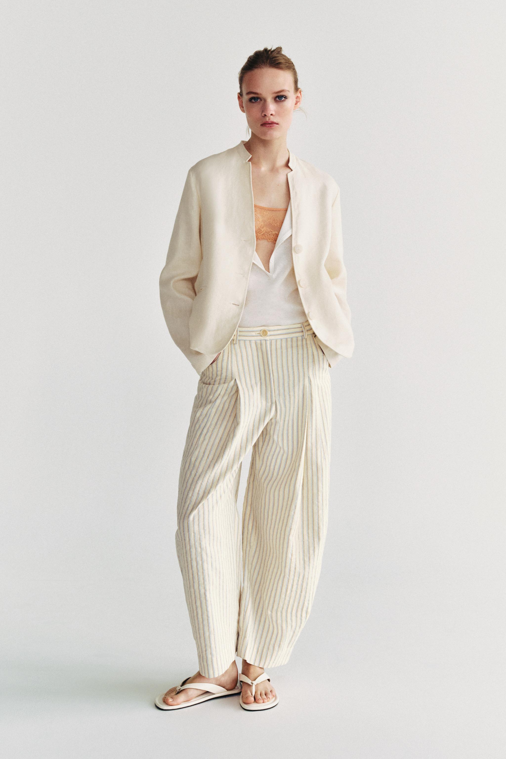 Женские брюки Zara ZW COLLECTION STRIPED BARREL TROUSERS