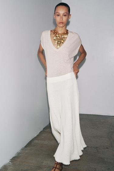 تيشرت بقطن - كتان - رمل الخاص بـ Zara