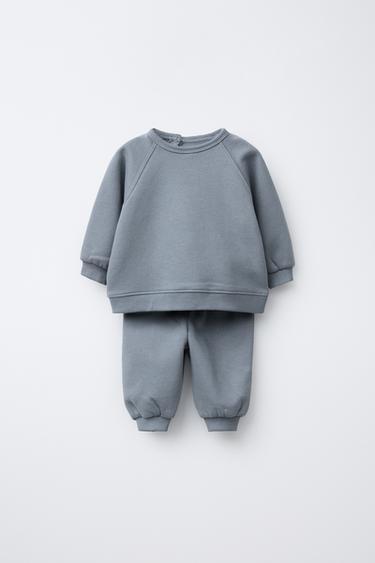 CONJUNTO SUDADERA Y JOGGER INTERIOR PERCHADO - Azulina de Zara
