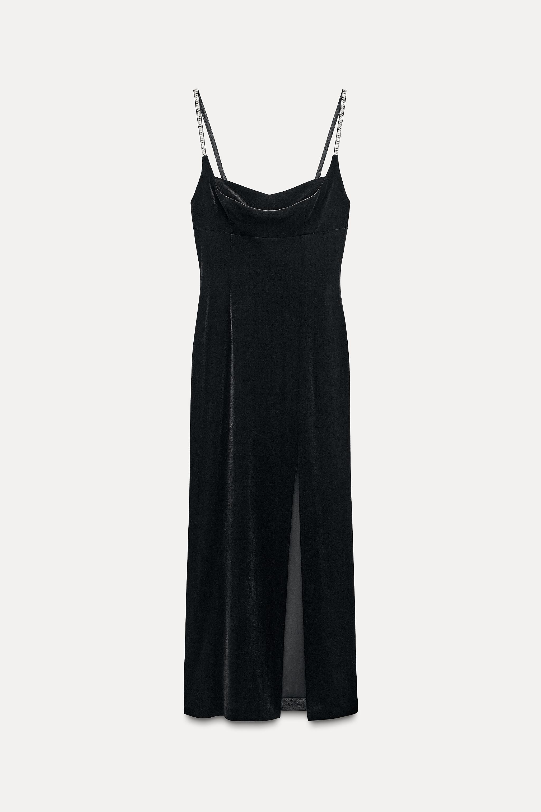Gray Button Straps Velvet Midi Dress Gray Button Straps Velvet Midi Dress