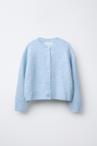 SUÉTER DE PUNTO LENTEJUELAS - Azul claro de Zara