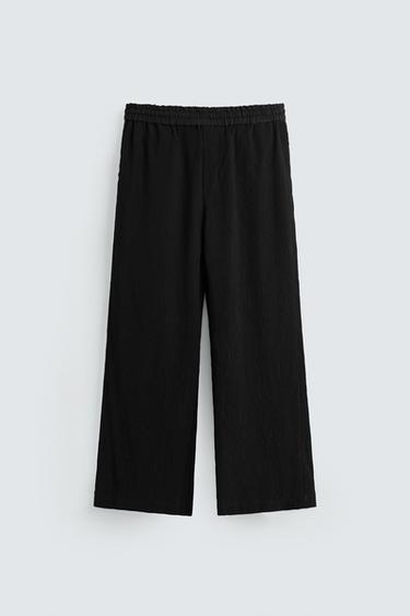 FLOWING WRINKLED-EFFECT TROUSERS - Black by Zara