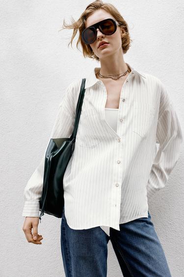 Zara STRIPED SHIRT - Black / White