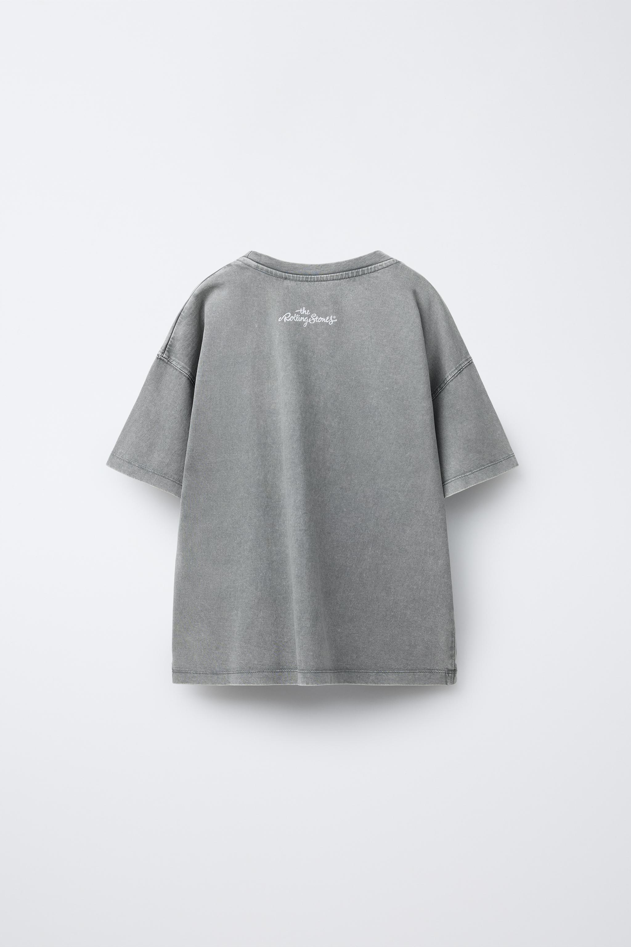 ZARA ザ・ローリング ストーンズ ウォッシュドエフェクトTシャツ ROLLING STONES © WASHED EFFECT T-SHIRT - Anthracite grey