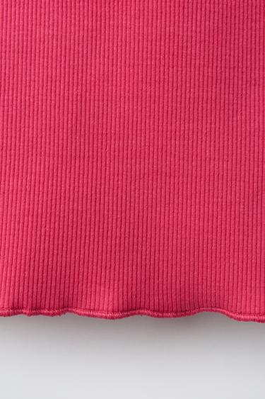 T-SHIRT CÔTELÉ SANS MANCHES BRODÉ - Rouge / Corail de Zara - Image 3