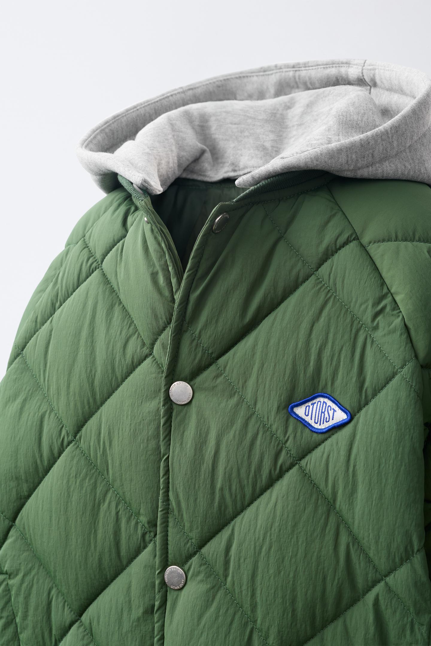 Детская куртка Zara Embroidered Puffer Jacket with Detachable, цвет: Экрю / Зелёный — фото 7
